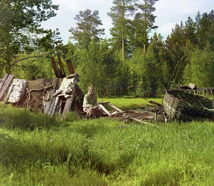 Framed Print : Hut of settler Artemii, nicknamed Kota, who has lived at this place more than 40 years, 1912. Creator: Sergey Mikhaylovich Prokudin-Gorsky Framed Print : Hut of settler Artemii, nicknamed Kota, who has lived at this place more than 40 years, 1912. Creator: Sergey Mikhaylovich Prokudin-Gorsky