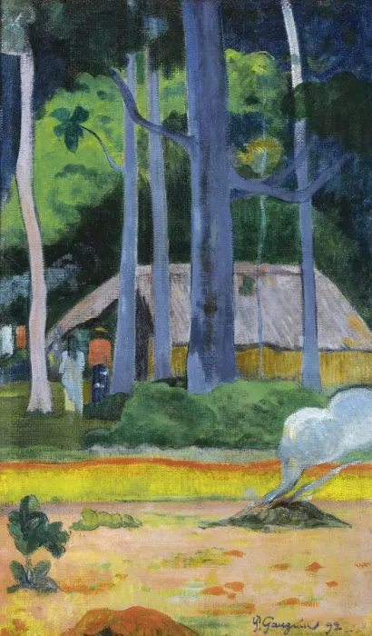Framed Print : Hut under Trees (Cabane sous les arbres), 1892. Artist: Gauguin, Paul Eugene Henri (1848-1903) Framed Print : Hut under Trees (Cabane sous les arbres), 1892. Artist: Gauguin, Paul Eugene Henri (1848-1903)