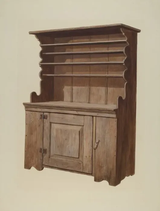 Framed Print : Hutch Dresser, c. 1936. Creator: Leslie Macklem Framed Print : Hutch Dresser, c. 1936. Creator: Leslie Macklem