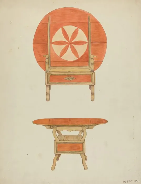 Framed Print : Hutch Table, c. 1938. Creator: Marjery Parish Framed Print : Hutch Table, c. 1938. Creator: Marjery Parish