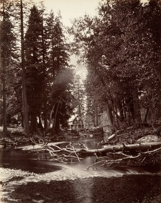 Framed Print : Hutchings Hotel, Yosemite, ca. 1872, printed ca. 1876. Creator: Carleton Emmons Watkins Framed Print : Hutchings Hotel, Yosemite, ca. 1872, printed ca. 1876. Creator: Carleton Emmons Watkins