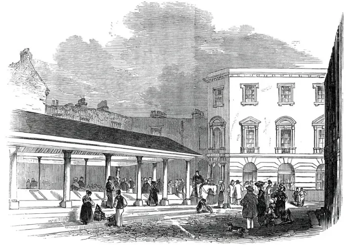 Framed Print : Hutchinsons Market, Aldgate, 1845. Creator: Unknown Framed Print : Hutchinsons Market, Aldgate, 1845. Creator: Unknown