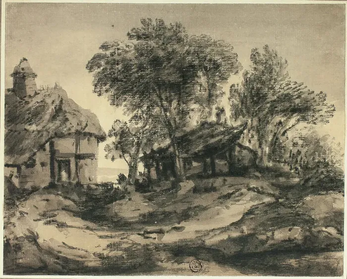 Framed Print : Huts Near the Sea, n.d. Creator: Thomas Monro Framed Print : Huts Near the Sea, n.d. Creator: Thomas Monro