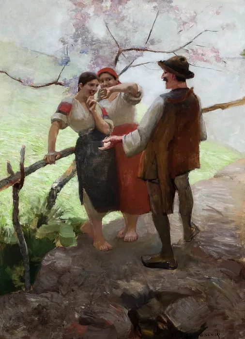 Framed Print : Hutsuls in Conversation, c1888. Creator: Waclaw Szymanowski Framed Print : Hutsuls in Conversation, c1888. Creator: Waclaw Szymanowski