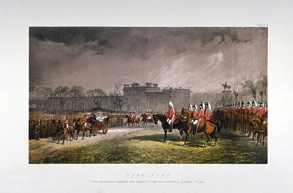 Hyde Park during a military review by Princess Alexandra, London, 1863