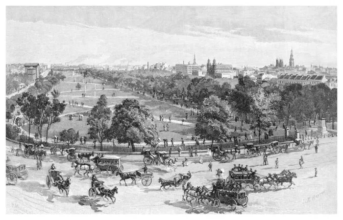 Framed Print : Hyde Park, Sydney, New South Wales, Australia, 1886. Artist: JR Ashton Framed Print : Hyde Park, Sydney, New South Wales, Australia, 1886. Artist: JR Ashton