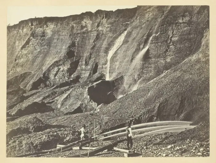 Framed Print : Hydraulic Gold Mining, Near Dutch Flats, California, C. P. R. R. 1868  /  69