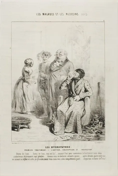 Framed Print : The Hydropaths: First Treatment (plate 1), 1843. Creator: Charles Emile Jacque Framed Print : The Hydropaths: First Treatment (plate 1), 1843. Creator: Charles Emile Jacque