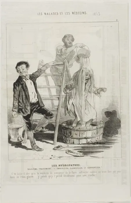 Framed Print : The Hydropaths: Second Treatment (plate 2), 1843. Creator: Charles Emile Jacque Framed Print : The Hydropaths: Second Treatment (plate 2), 1843. Creator: Charles Emile Jacque