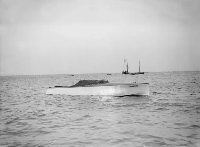 Framed Print : The hydroplane Columbine at anchor. Creator: Kirk & Sons of Cowes Framed Print : The hydroplane Columbine at anchor. Creator: Kirk & Sons of Cowes