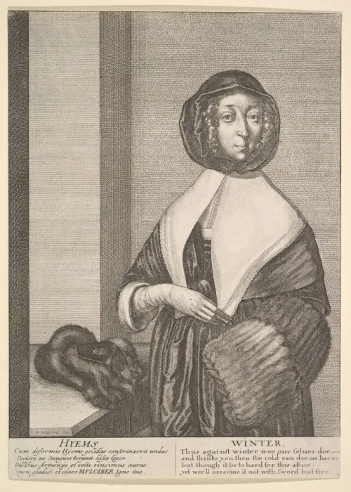 Framed Print : Hyems - Winter (Three-quarter-length seasons), 1641. Creator: Wenceslaus Hollar Framed Print : Hyems - Winter (Three-quarter-length seasons), 1641. Creator: Wenceslaus Hollar