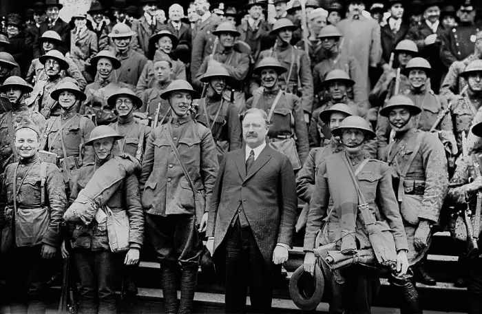 Framed Print : Hylan [Liberty Parade Pershing Vets], between c1915 and c1920. Creator: Bain News Service