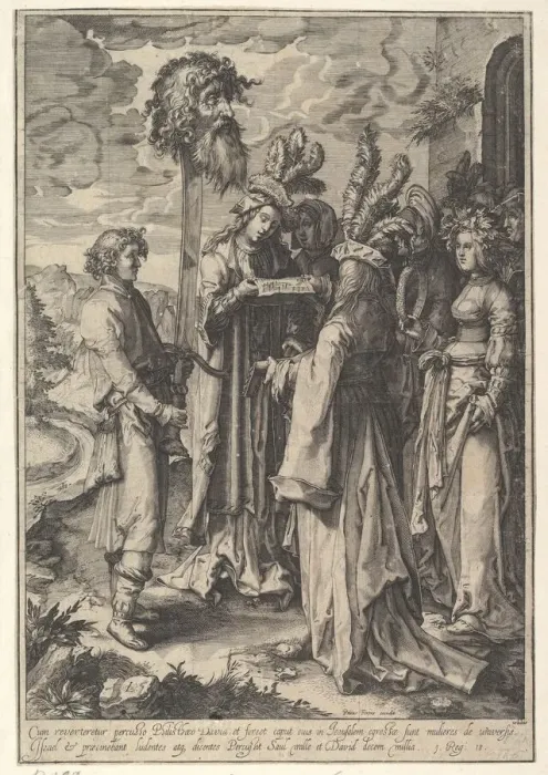 Framed Print : The Hymn of the Daughters of Israel and David (copy). n. d. Creator: Jan Saenredam Framed Print : The Hymn of the Daughters of Israel and David (copy). n. d. Creator: Jan Saenredam