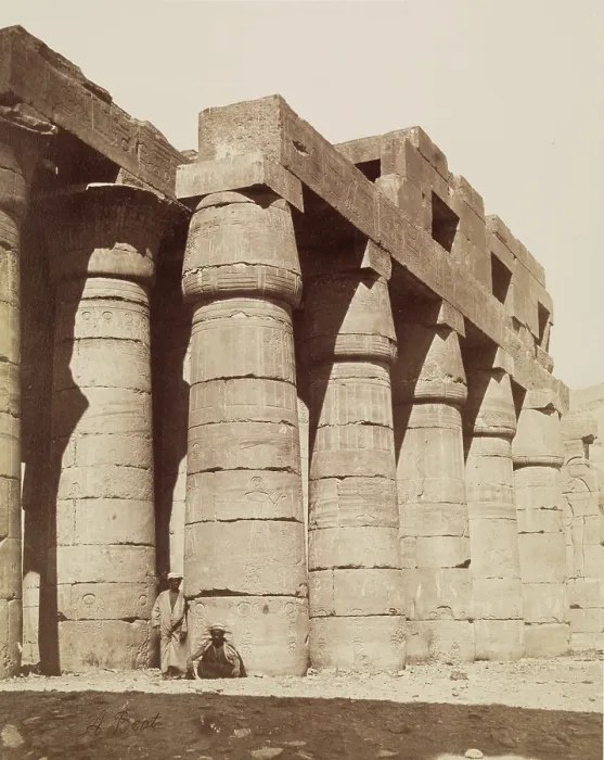 Framed Print : Side of the Hypostyle Hall of the Ramesseum. Luxor, West Bank (Thebes), between 1860 and 1903. Creator: Antonio Beato Framed Print : Side of the Hypostyle Hall of the Ramesseum. Luxor, West Bank (Thebes), between 1860 and 1903. Creator: Antonio Beato