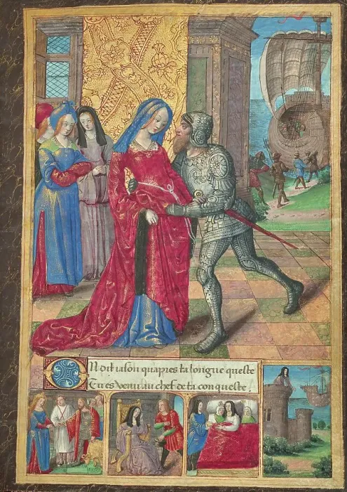Framed Print : Hypsipyle Bids Farewell to Jason; Ovid, Excerpts from Heroides, about 1493. Creator: Master of the Chronique Scandaleuse Framed Print : Hypsipyle Bids Farewell to Jason; Ovid, Excerpts from Heroides, about 1493. Creator: Master of the Chronique Scandaleuse