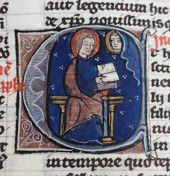 I m reading the Letters of Abelard and Heloise. From the Bible moralisee, 13th century. Artist: Anonymous