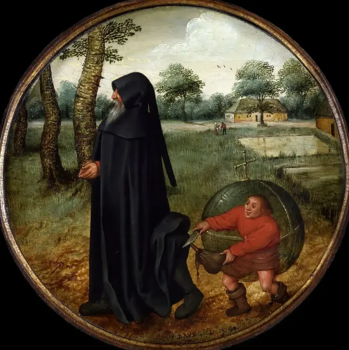 Framed Print : I Mourn because the World is so Untrustworthy, End of 16th cen. Creator: Brueghel, Pieter, the Younger (1564-1638) Framed Print : I Mourn because the World is so Untrustworthy, End of 16th cen. Creator: Brueghel, Pieter, the Younger (1564-1638)