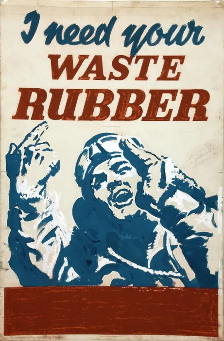 Framed Print : I need your waste rubber, World War II poster, between 1939 and 1946