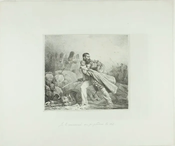 Framed Print : I Will Save Him or Perish, 1825. Creator: Auguste Raffet Framed Print : I Will Save Him or Perish, 1825. Creator: Auguste Raffet