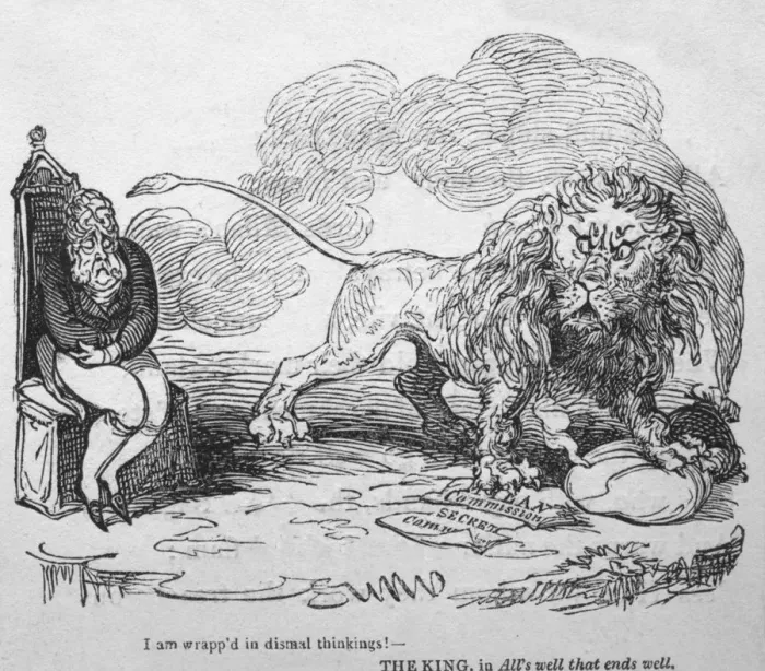 Framed Print : I am wrapp d in dismal thinkings!, c1820. Creator: George Cruikshank Framed Print : I am wrapp d in dismal thinkings!, c1820. Creator: George Cruikshank