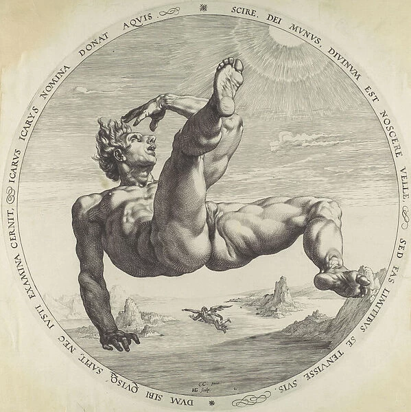 Icarus, from The Four Disgracers, 1588. 1588. Creator: Hendrik Goltzius