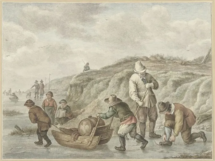 Framed Print : Ice entertainment, 1741-1820. Creator: Abraham Delfos Framed Print : Ice entertainment, 1741-1820. Creator: Abraham Delfos