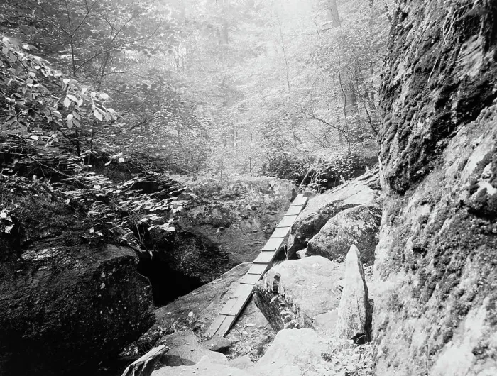 Framed Print : The Ice Glen, Stockbridge, Mass. c.between 1910 and 1920. Creator: Unknown Framed Print : The Ice Glen, Stockbridge, Mass. c.between 1910 and 1920. Creator: Unknown