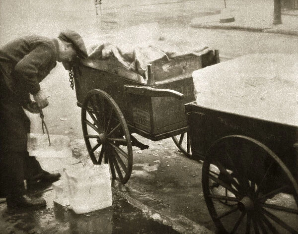 Ice man making his morning deliveries in West 10th Street, New York, USA, c1910s-c1930s(?)