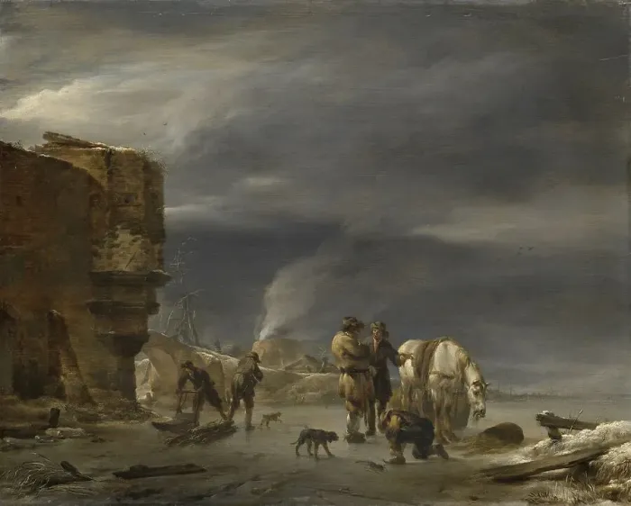 Framed Print : On the Ice near a Town, 1647. Creator: Nicolaes Berchem Framed Print : On the Ice near a Town, 1647. Creator: Nicolaes Berchem