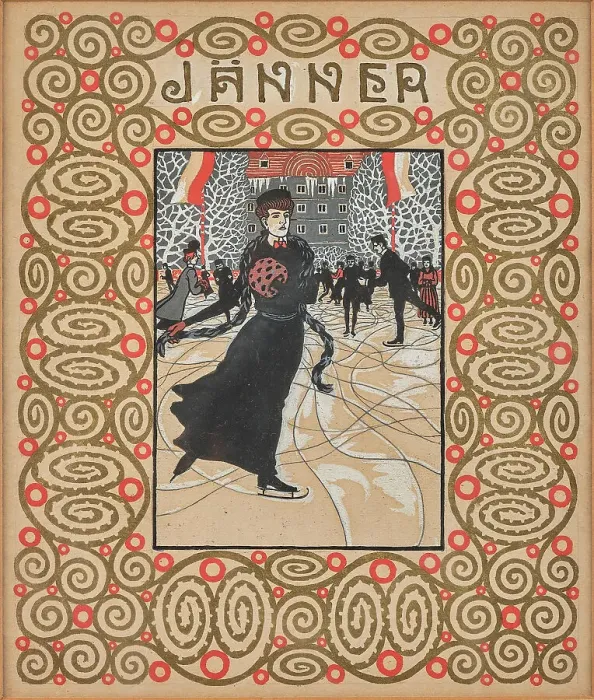 Framed Print : The ice skater. Monthly newsletter: January. Creator: Krenek, Carl (1880-1949) Framed Print : The ice skater. Monthly newsletter: January. Creator: Krenek, Carl (1880-1949)