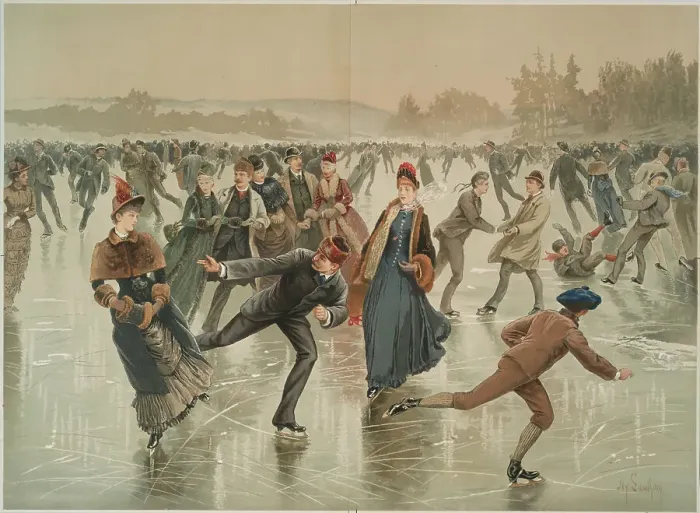 Framed Print : Ice skating, c.1880. Creator: Sandham, Henry (1842-1910) Framed Print : Ice skating, c.1880. Creator: Sandham, Henry (1842-1910)