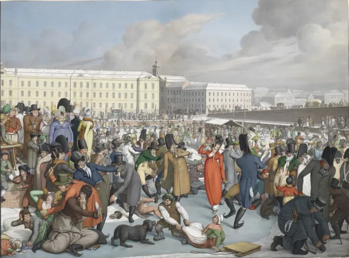 Framed Print : Ice skating in the frozen harbor of the Wiener Neustadt Canal, 1805 Framed Print : Ice skating in the frozen harbor of the Wiener Neustadt Canal, 1805