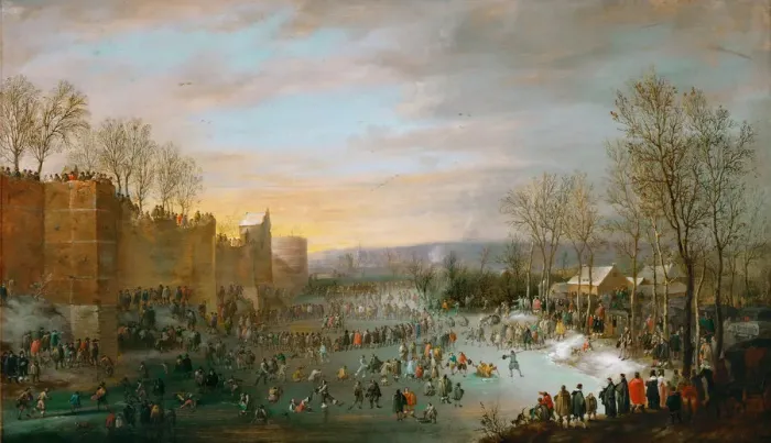 Framed Print : Ice Skating on the Stadtgraben in Brussels Framed Print : Ice Skating on the Stadtgraben in Brussels