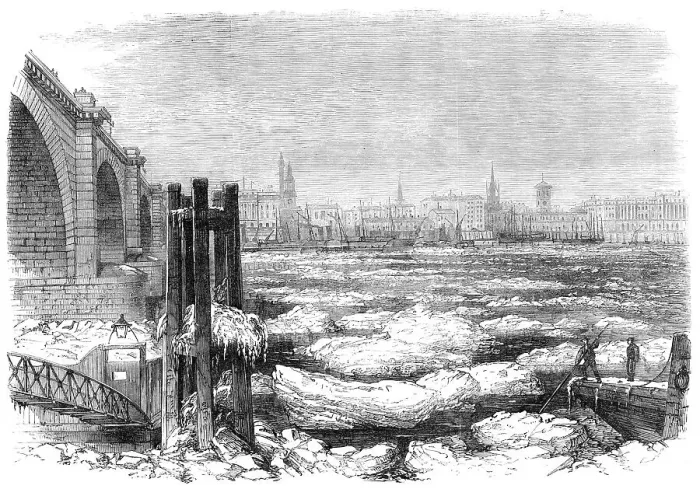 Framed Print : Ice in the Thames at London Bridge, 1870. Creator: Unknown Framed Print : Ice in the Thames at London Bridge, 1870. Creator: Unknown