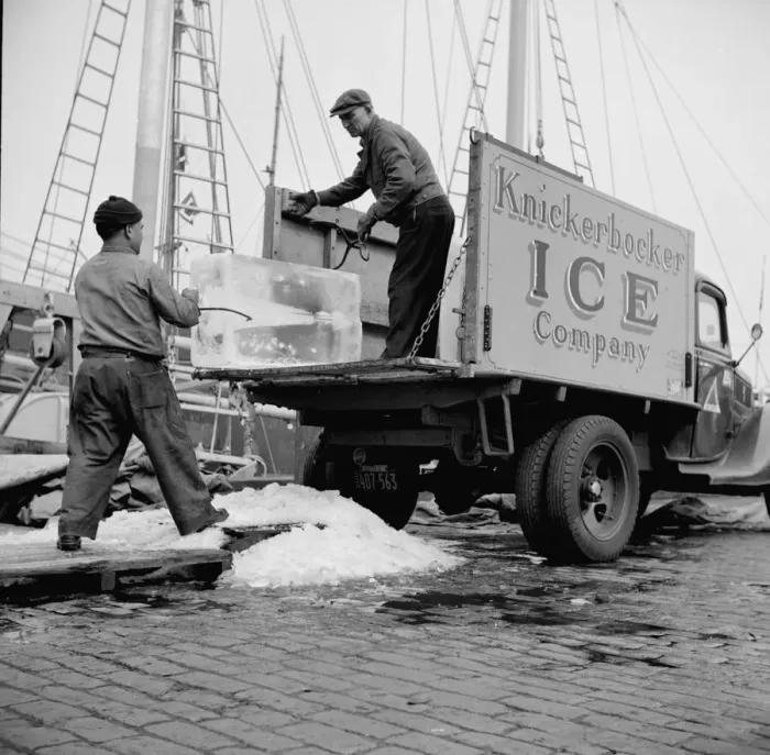Framed Print : Ice used to store fish in ships, New York, 1943. Creator: Gordon Parks Framed Print : Ice used to store fish in ships, New York, 1943. Creator: Gordon Parks