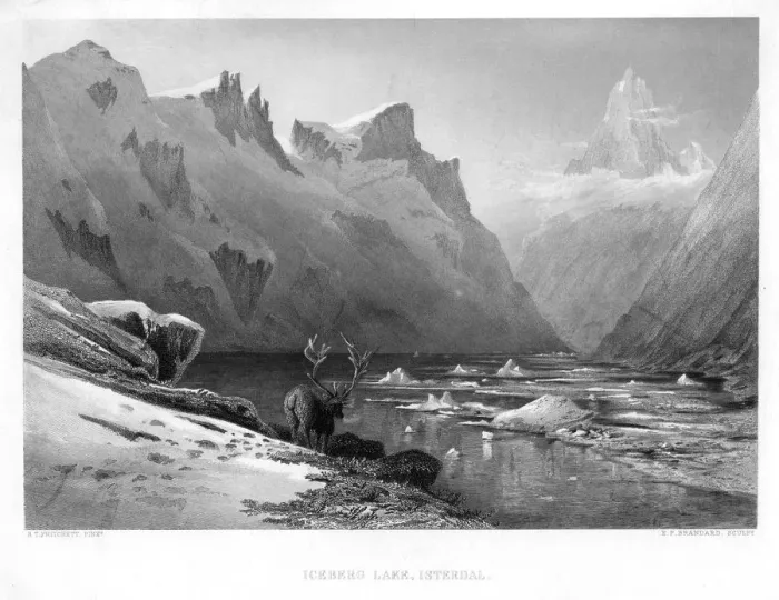 Framed Print : Iceberg Lake, Isterdal, Norway, mid-late 19th century. Artist: Edward Paxman Brandard