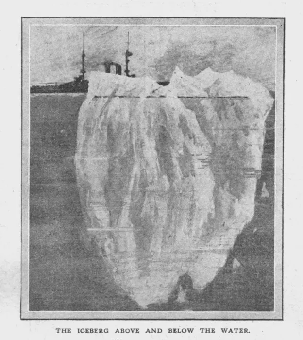 Framed Print : The Iceberg Above and Below the Water, April 20, 1912. Creator: Unknown Framed Print : The Iceberg Above and Below the Water, April 20, 1912. Creator: Unknown