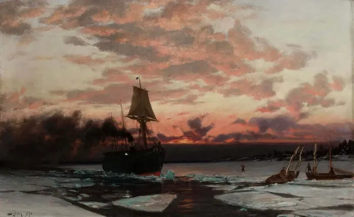 Framed Print : The Icebound Steamboat, 1878. Creator: Berndt Lindholm Framed Print : The Icebound Steamboat, 1878. Creator: Berndt Lindholm