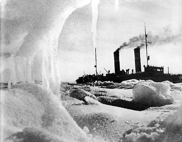 Icebreaker Krasin among ice floes of the Arctic Ocean, 1936
