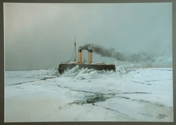 Framed Print : Icebreaker Yermak, 1898. Artist: Karasin, Nikolai Nikolayevich (1842-1908) Framed Print : Icebreaker Yermak, 1898. Artist: Karasin, Nikolai Nikolayevich (1842-1908)