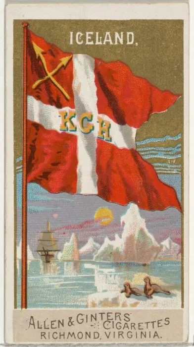 Framed Print : Iceland, from Flags of All Nations, Series 2 (N10) for Allen & Framed Print : Iceland, from Flags of All Nations, Series 2 (N10) for Allen &