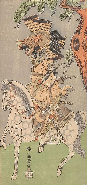 Ichikawa Danjuro V as a Warrior Mounted on a Dapple Gray Horse, 1771. Creator: Shunsho