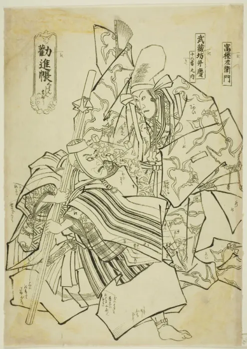 Framed Print : Ichikawa Ebizo V as Togashi Saemon and Ichikawa Danjuro VIII as Musashibo Benkei in... About 1852. Creator: Utagawa Kunisada Framed Print : Ichikawa Ebizo V as Togashi Saemon and Ichikawa Danjuro VIII as Musashibo Benkei in... About 1852. Creator: Utagawa Kunisada