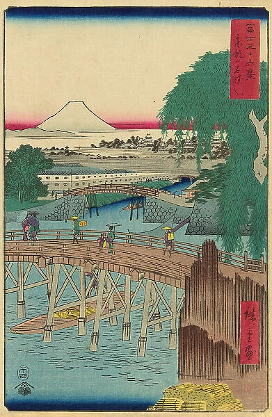 Ichikoku Bridge in the Eastern Capital (Toto Ichikokubashi), from the series 'Thirty-six... 1858. Creator: Ando Hiroshige. Ichikoku Bridge in the Eastern Capital (Toto Ichikokubashi), from the series 'Thirty-six... 1858