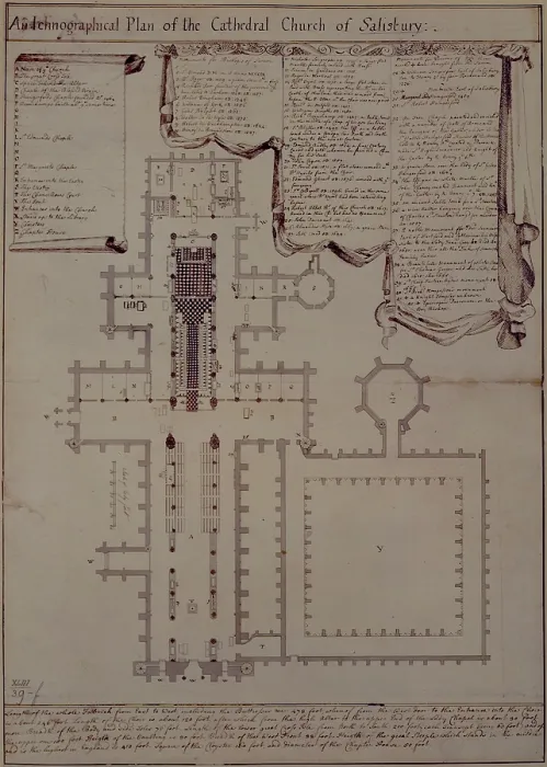 Framed Print : An Ichnographical Plan of the Cathedral Church of Salisbury, 1720-1780. Creator: Unknown Framed Print : An Ichnographical Plan of the Cathedral Church of Salisbury, 1720-1780. Creator: Unknown