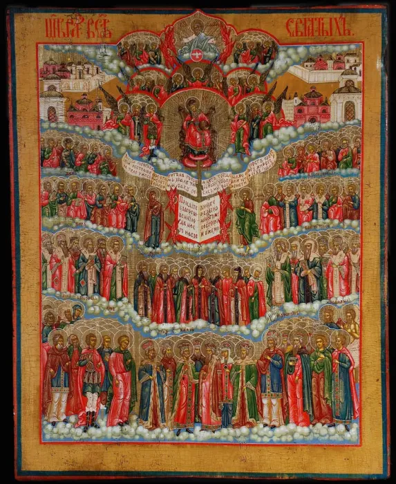 Framed Print : Icon of All Saints, 18th century. Artist: Russian icon