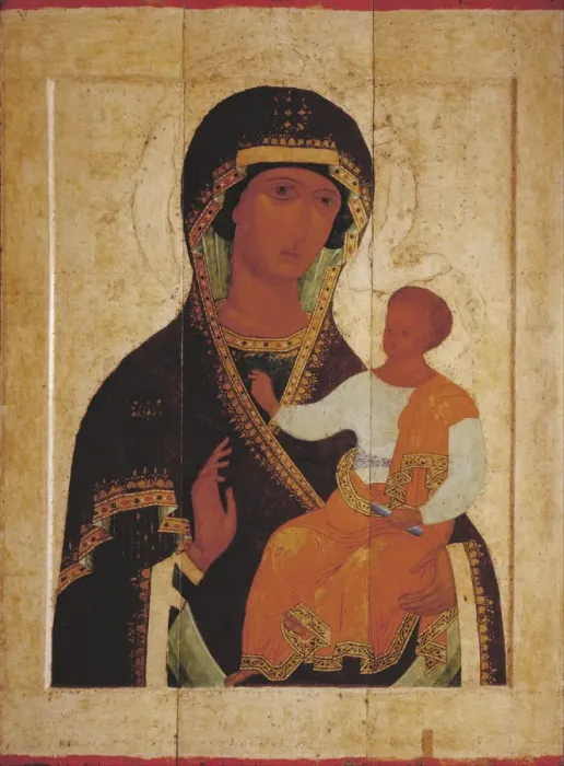 Framed Print : Icon of the Virgin Hodegetria, c. 1502-1503. Artist: Dionysius (ca. 1450-before 1508)