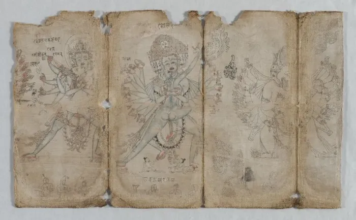Framed Print : Iconographic Drawing of Tantric Enlightened Beings (verso), c. 1500. Creator: Unknown