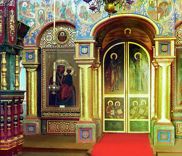 Iconostasis in the Church of John the Theologian, Rostov Velikii, 1911. Creator: Sergey Mikhaylovich Prokudin-Gorsky