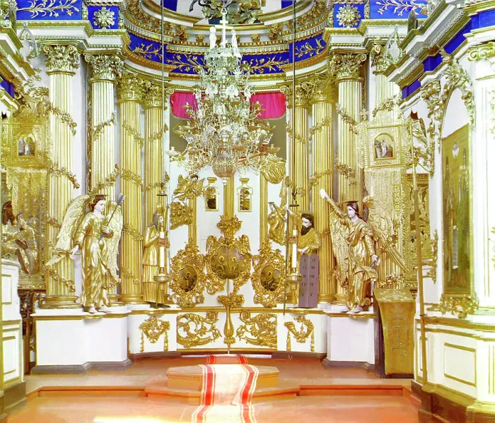 Framed Print : Iconostasis in the Church of the Transfiguration [Belozersk, Russian Empire], 1909. Creator: Sergey Mikhaylovich Prokudin-Gorsky